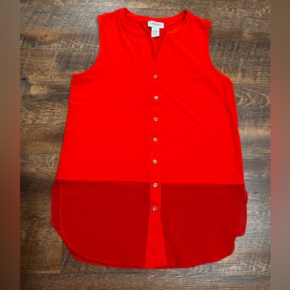 Carmen Marc Valvo Button Down Tank Top Size Small - Picture 1 of 3